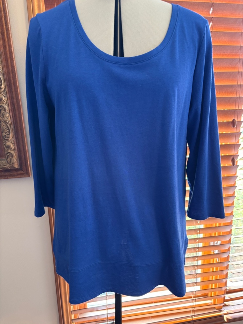 Chico's Ultimate Tee Sapphire Blue Stretch Casual Travel Top Size 2 (Large)